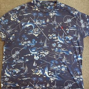 Polo Ralph Lauren T Shirt Mens XXL Marlin Fishing Boat  Short Sleeve Classic Fit